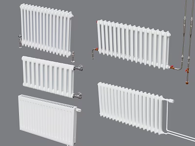 Multiple Design Styles Of White Indoor Heating Radiators For Homes 3d model
