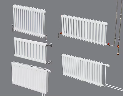 Multiple Design Styles Of White Indoor Heating Radiators For Homes 3d model