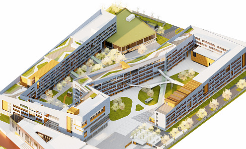 Modern School Wanli School 3d model