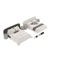 Modern Upholstered Double Bed With Curved Headboard Soft Bedding And Color Options