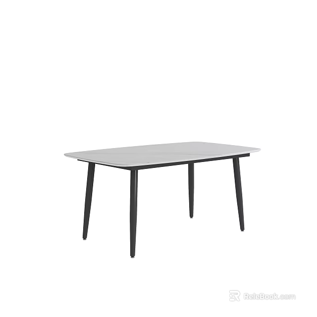 Modern Dining Table With Light Colored Top And Black Sleek Legs Design 3d model