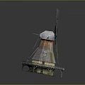 Detailed Windmill Model Equipment With Rotating Blades Tower And Metal Base