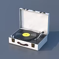 Open Suitcase Design Turntable With Vinyl Record And Yellow Label 3d model
