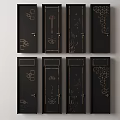 Modern Black Hinged Doors With Intricate Gold Patterns And Various Decorative Designs