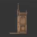 Wooden Religious Altar With Cross Carved Arch Structure And Intricate Details