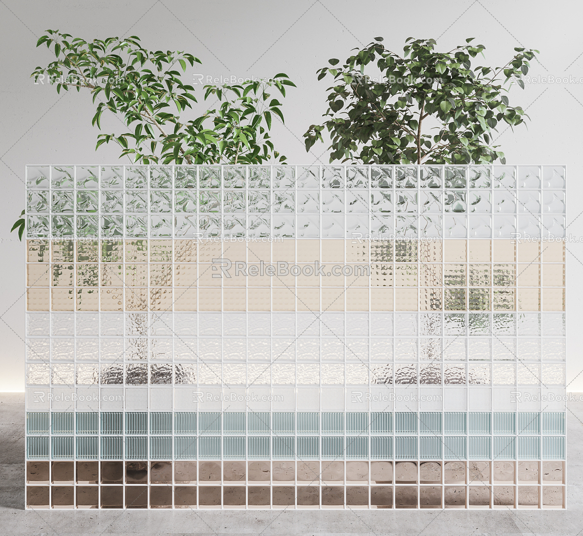 Modern partition stained glass tile combination 3d model