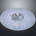 Round Manhole Cover Equipment With Circular Stone Brick Design And Damaged Hole