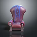Artistic Purple Pink Single Sofa With Blue Lines Star Pattern And Skull Armrests