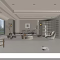 Modern Warm Beige Open Plan Living And Dining Room Design With Soft Lighting Comfortable Furnishings