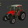 Modern Red And White Agricultural Tractor With Large Wheels And Cabin Design