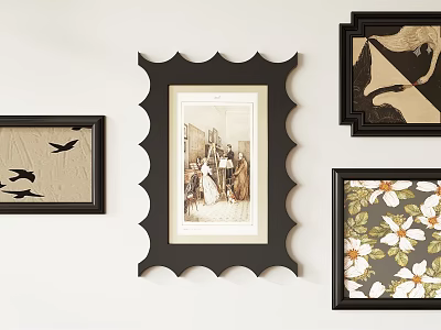 Decorative Wall Frames With Various Shapes And Art Prints For Home Decor 3d model