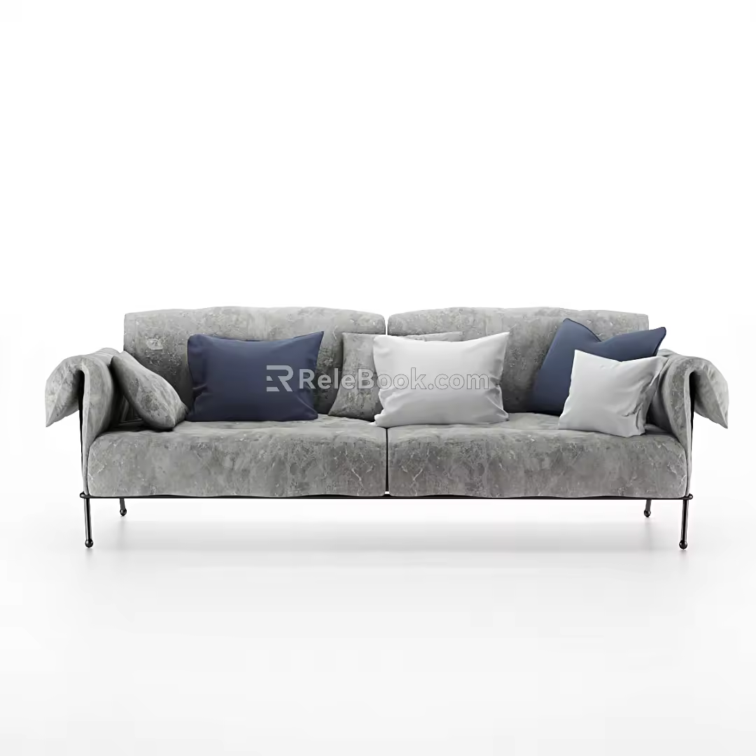 Modern double sofa multiplayer sofa 3d model