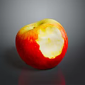 Red and Yellow Bitten Apple on Gray Background with Visible Reflection 3d model