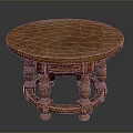 Vintage Style Round Wooden Side Table With Carved Legs For Home Living Decor