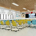 Modern Laboratory Interior Design With Blue Yellow Chairs Lab Benches And Equipment