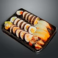 Colorful Fresh Assorted Sushi Platter With Different Types Of Delicious Seafood Rolls