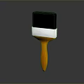 Practical Household Brush With Black Bristles Orange Handle And Silver Metal Part