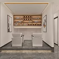 Modern Beauty Hair Salon Interior With Mirrors Salon Chairs Wooden Cabinets Sofa And Gray Floor