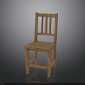 Simple Wooden Chair Design With Vertical Backrest Slats And Square Seat