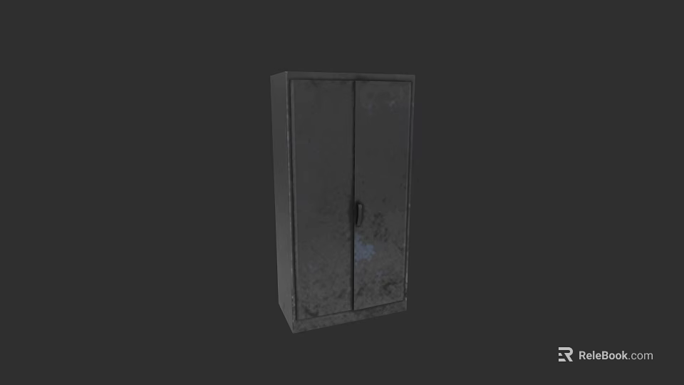 Gray Metal Display Cabinet With Double Doors And Textured Surface Design 3d model 
