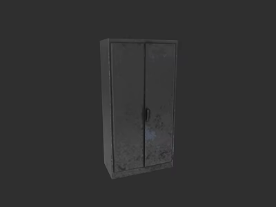 Gray Metal Display Cabinet With Double Doors And Textured Surface Design 3d model