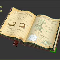 Vintage Open Book With Hand Drawn Illustrations Yellowed Pages Handwritten Notes And Decorative Edges
