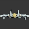 Male Warrior Figure in Silver Armor with Golden Hair Standing Dynamic Pose 3D Render