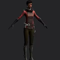 Game Movie Character Costume Design With Red Jacket Dark Pants And Black Gloves