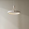 Modern White Circular Pendant Light With Warm Glow Against Neutral Wall 3d model
