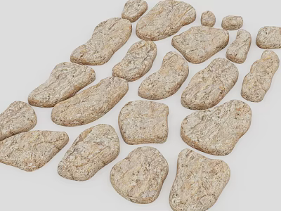 Natural Irregular Stone Stepping Stones with Textured Surface for Garden Path 3d model