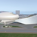 Unique Contemporary Library Building With Curved Glass Facade Green Roof And Lawns