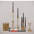 Elegant Golden Candle Holders With Black Candles And Modern Decorative Design
