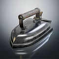 Vintage Metal Electric Iron with Wooden Handle as Daily Electrical Appliance