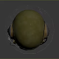 Yellow Safety Helmet with Headphones and Microphone on Metal Cylindrical Base