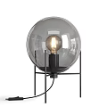 Modern Table Lamp With Transparent Glass Globe Black Metal Stand And Vintage Filament Bulb