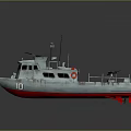 Gray Military Patrol Boat With Gun Lifebuoy And Number 10