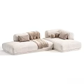 Modern Sectional Sofa With Soft Pillows Throw Blanket And Multiple Beige Brown Color Options