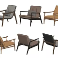 Modern Leisure Chairs With Wooden Frames And Upholstered Seats In Various Colors