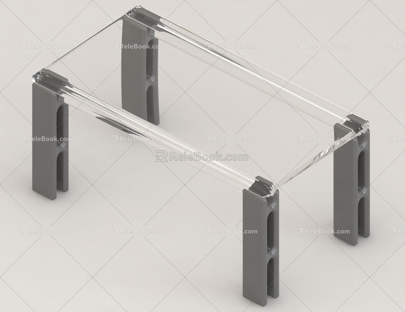 Glass Dining Table Light Luxury Table 3d model