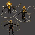 Game And Movie Character In Black Outfit With Golden Spiked Head And Chains