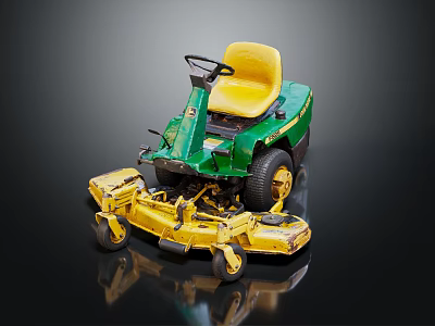 Green And Yellow Riding Lawn Mower With Comfortable Seat And Cutting Deck 3d model