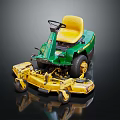 Green And Yellow Riding Lawn Mower With Comfortable Seat And Cutting Deck