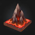 Cone Shaped Volcanic Terrain With Flowing Magma And Rocky Texture