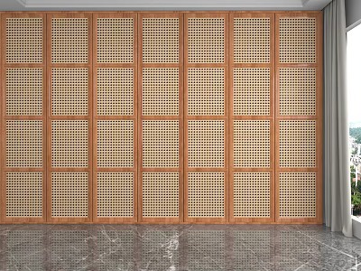 Modern Wooden Showcase Shelves With Grid Design In Interior Display Space 3d model