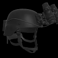 Tactical Black Helmet With Attached Binoculars For Outdoor Activities And Protection