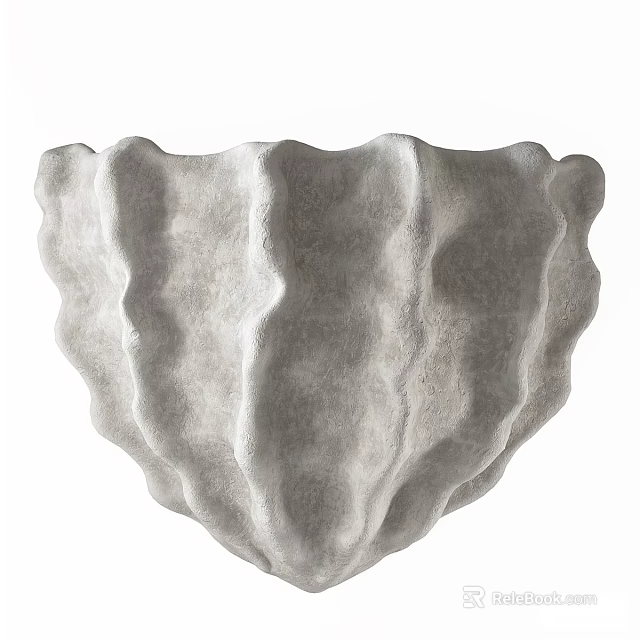 Unique Shaped Wall Lamp with Modern Design and Concrete Wavy Texture for Home Decor 3d model 