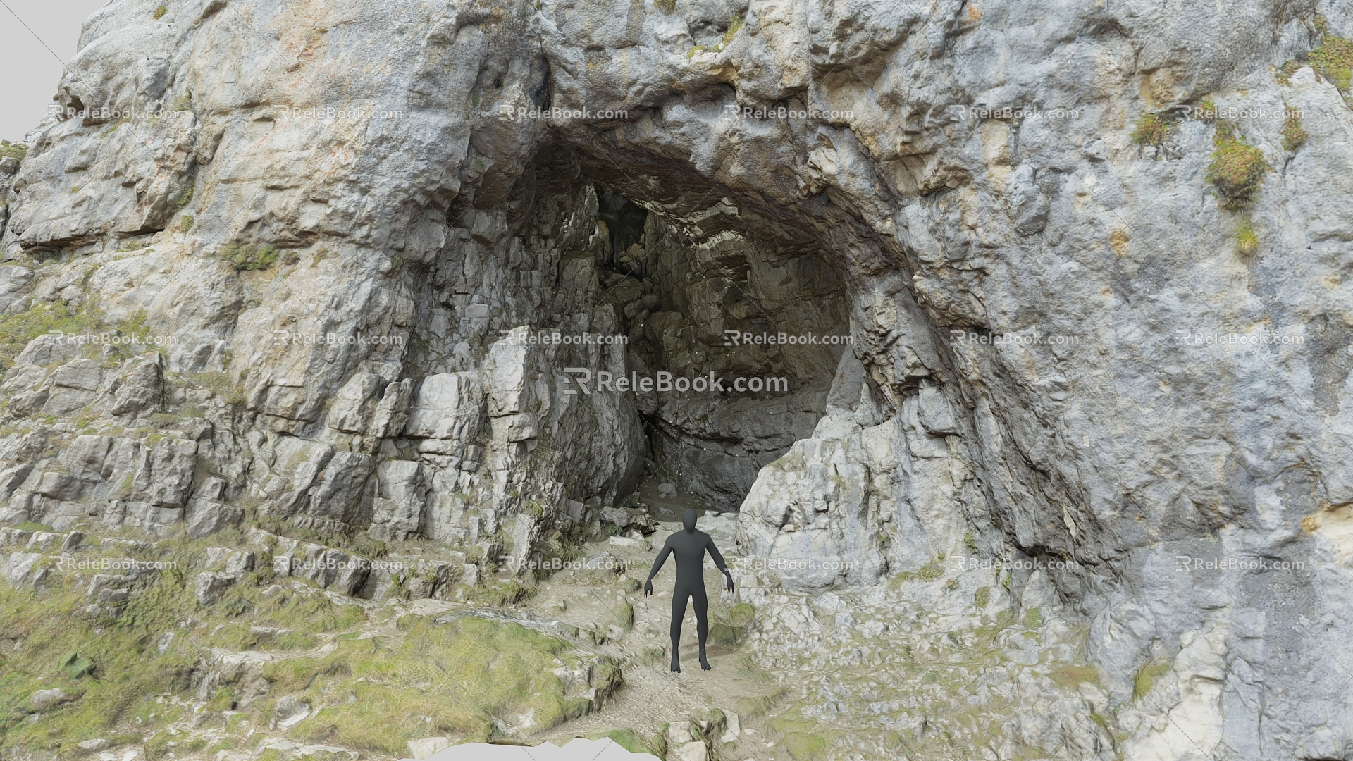 cave entrance cave cave entrance cliff topography geopark mountain range 3d model