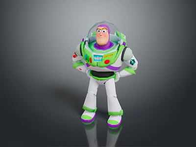 Buzz Lightyear Toy Story Space Ranger Action Figure With Helmet And Purple Boots 3d model