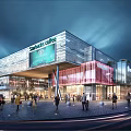 Modern Commercial Street With Shawols College Building Night View And Pedestrian Crowd