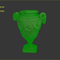 Antique White Ceramic Vase With Double Handles Carved Face Design And Square Base